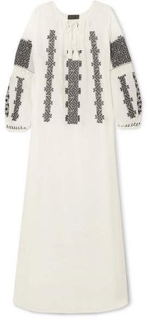 Valenza Embroidered Cotton-voile Maxi Dress - White