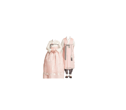 Pink and white hanbok for MiJay wedding