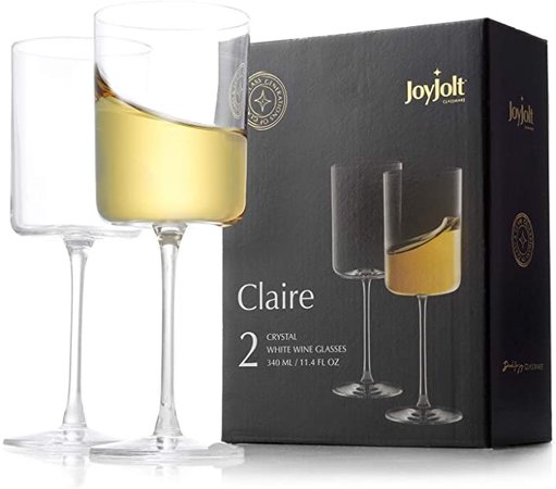 JoyJolt White Wine Glasses – Claire Collection 11.4 Ounce Wine Glasses Set of 2 – Deluxe Crystal Glasses with Ultra-Elegant Design – Made In Czech Republic - Ideal for Home Bar, Kitchen, Restaurants: Amazon.ca: Home & Kitchen