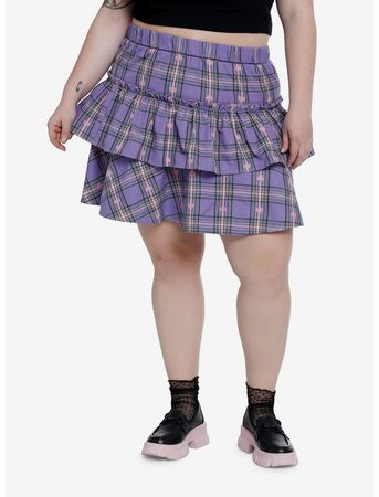 Plaid Hearts Tiered Skirt Plus Size | Hot Topic