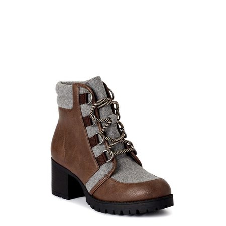 grey Scoop - Scoop Women’s Sadie Heeled Hiker Boots - Walmart.com - Walmart.com
