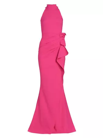 Shop Chiara Boni La Petite Robe Gudrum Halter Ruffle Gown | Saks Fifth Avenue