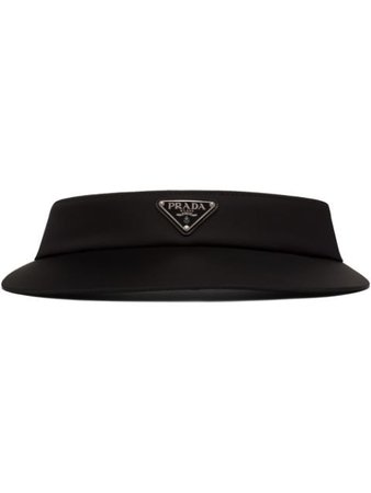 Prada logo-plaque visor hat black 1HV0092B15 - Farfetch