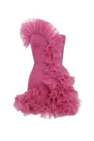 Ruffled Strapless Mini Dress - Haleia Couture