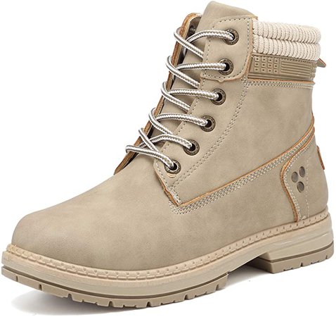 Amazon.com | Geddard Waterproof Womens Hiking Boots Low Heel Work Combat Booties Short lace Up Platform Casual Boots Khaki Size 7 | Ankle & Bootie