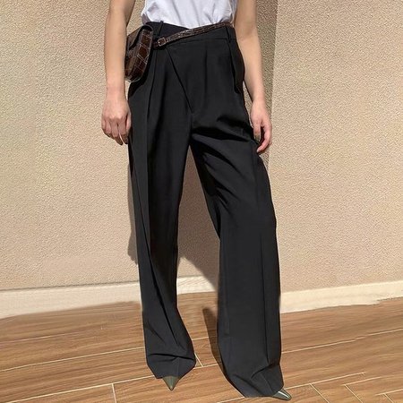 TWOTWINSTYLE повседневное одноцветное Высокая талия для женщин брюки для девочек кнопка большой размеры Длинные женские брюки корейский весна 2019 модная купить на AliExpress