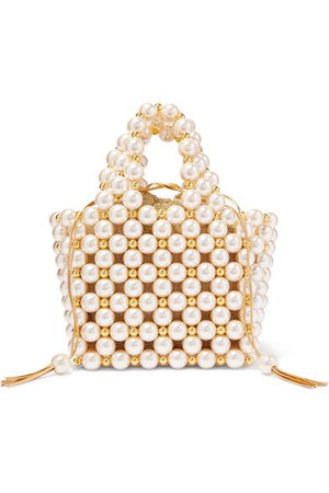 Vanina | Simi small faux pearl and gold-tone beaded tote | NET-A-PORTER.COM
