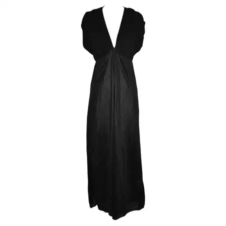 Black Empire-Style Stretch Lounge Maxi Dress For Sale at 1stDibs | black empire lounge