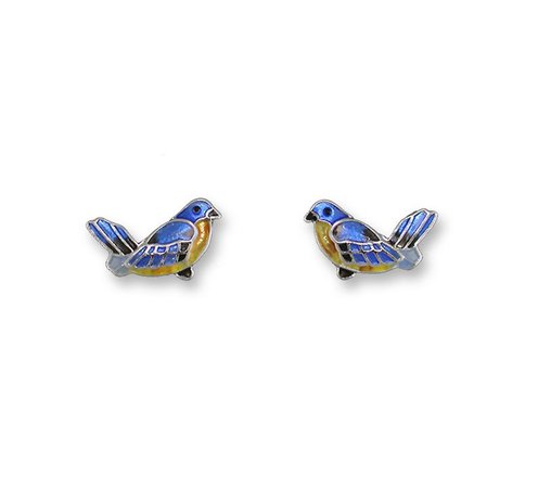 Bluebird Stud Earrings Silver Plated Bird of Happiness Bird | Etsy