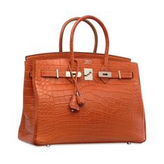 Hermes Orange Croc Birkin Bags
