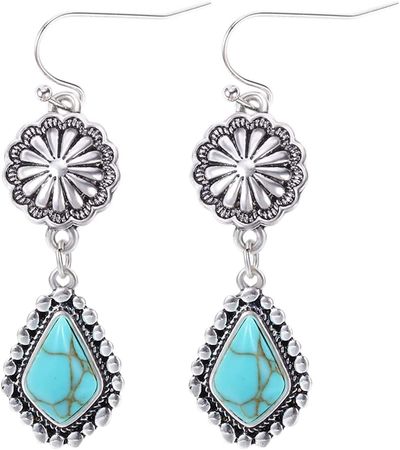 Amazon.com: Colloca Turquoise Teardrop Earrings,Western Boho Dangle Drop Earrings for Women Girls,Ethnic Retro Handmade Vintage Silver Earrings, 3D Floating Display Gift box Included: Clothing, Shoes & Jewelry