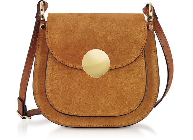 Le Parmentier Camel Agave Suede and Smooth Leather Shoulder Bag at FORZIERI