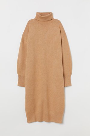 Knit Turtleneck Dress - Beige - Ladies | H&M US