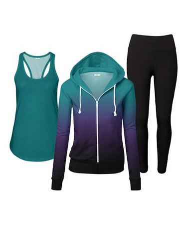 PixieLady Teal Ombré Zip-Up Hoodie Set - Women | Best Price and Reviews | Zulily