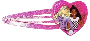 barbie with friend pink glittery hair clip