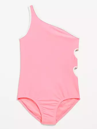 One-Shoulder Side-Cutout One-Piece Swimsuit for Girls | Old Navy