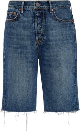 Denim Beverly High-Rise Frayed Denim Shorts Size: 25