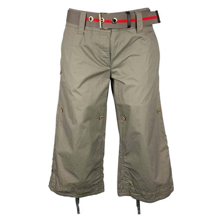 PRADA Size 2 Olive Cotton Adjustable Casual Pants For Sale at 1stDibs
