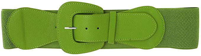 Retro Vintage Chunky Buckle Elastic Wide Stretch Waist Belt (Matcha Tea Green) at Amazon Women’s Clothing store