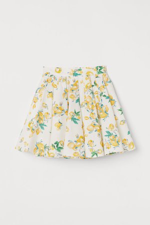 Bell-shaped cotton skirt - White/Lemons - Ladies | H&M GB