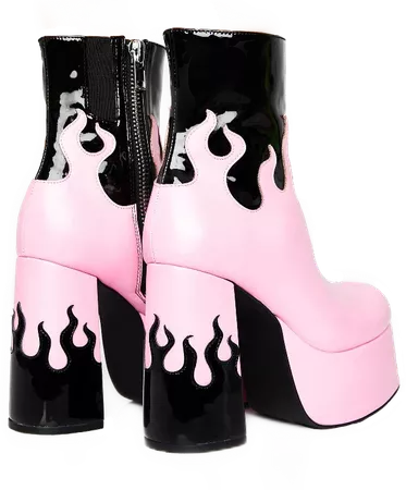black pink flames high heels platform shoes boots dolls...