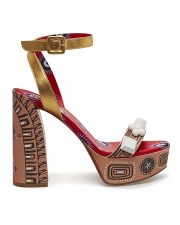 Christian Louboutin Movida Athina Printed Red Sole Platform Sandals | Neiman Marcus