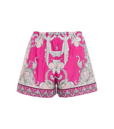 Versace - Silver Baroque cotton-blend shorts