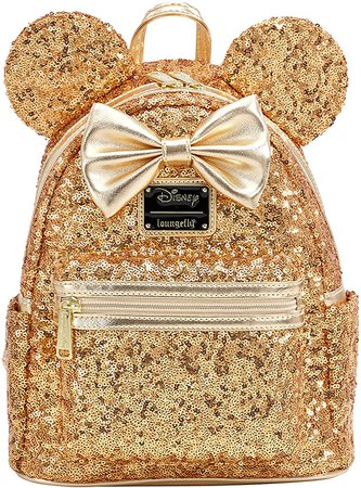 Amazon.com | Loungefly X LASR Exclusive Disney Yellow Gold Sequin Minnie Mini Backpack | Casual Daypacks