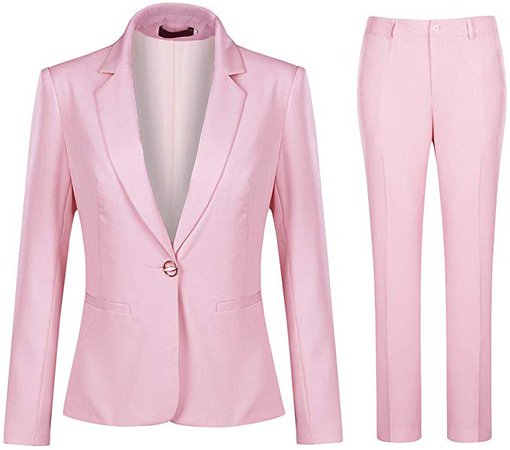 Amazon.com: Women's 2 Piece Office Work Suit Set One Button Blazer and Pants: Clothing
