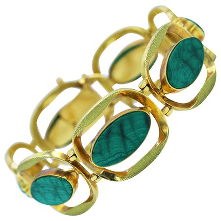 1960s Malachite and Gold Bracelet For Sale at 1stDibs