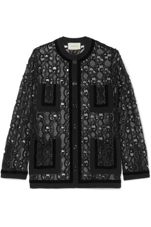 Gucci | Velvet and grosgrain-trimmed macramé lace jacket | NET-A-PORTER.COM