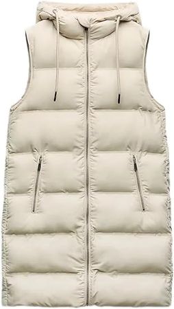 Aiyrukoy Womens Long Puffer Vest Zip Up Winter Lightweight Sleeveless Hooded Jacket Vest Gilet Outerwear at Amazon Women's Coats Shop