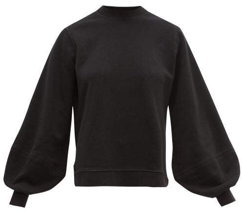 Isoli Balloon Sleeve Cotton Sweatshirt - Womens - Black