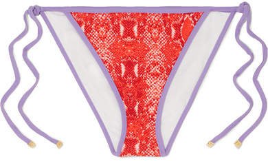 Kate Snake-print Bikini Briefs - Red