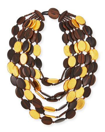 Viktoria Hayman 23" Multi-Strand Golden Wood Necklace
