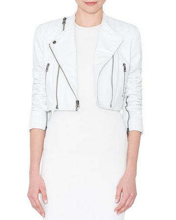 White leather jacket cropped