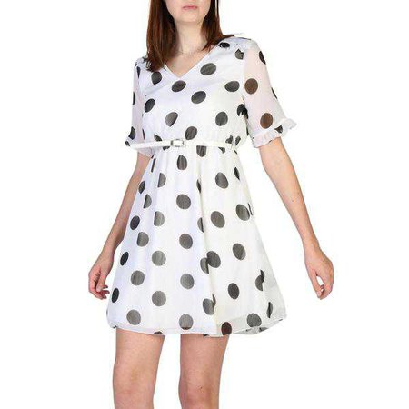 Casual Dresses | Shop Women's New Laviva White V-Neck Sleeves Dress at Fashiontage | DELIZIA_BIANCO-White-M