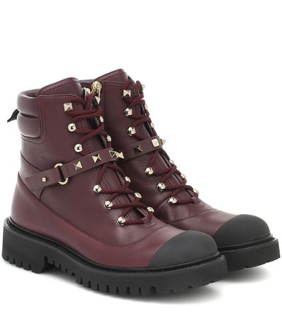 Valentino Garavani Rockstud Leather Ankle Boots - Valentino | Mytheresa