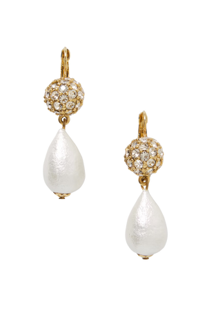 Oscar De La Renta Gold-tone, faux pearl and crystal earrings