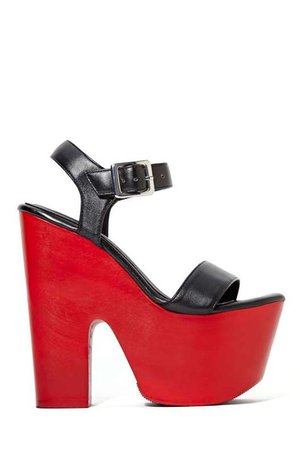 Black & Red Chunky Platform Sandal Heels
