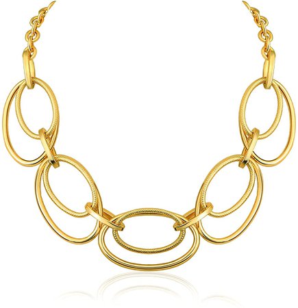 Amazon.com: Gold Cable Link Pendant Necklace: 14k Gold Plated Loop Chain Link Statement Choker Necklace for Women - Chunky Fashion Double Oval Hoop Pendant Jewelry - Simple Elegant Girls Gift (Gold): Clothing, Shoes & Jewelry