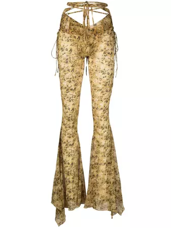KNWLS Floral Print Flared Trousers - Farfetch