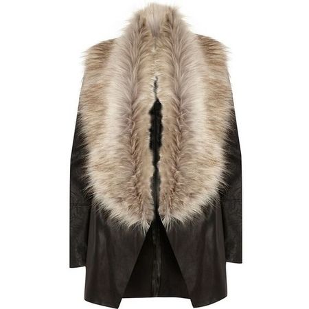 Fur Lined Collar 3/4 Leather Jacket