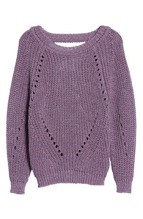 ba&sh Grape Back Cutout Pullover Sweater purple