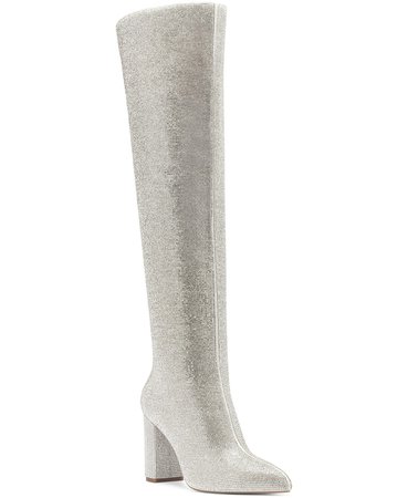 silver INC International Concepts Phebe Over the Knee Rhinestone Boots, Created for Macys & Reviews - Boots - Shoes - Macy's