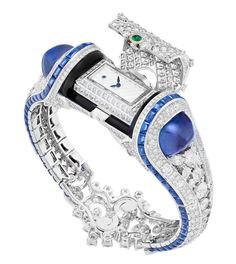 Silver-Diamond-Blue gems-Watch.