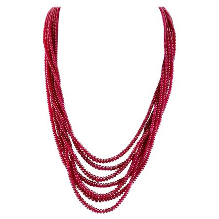 315.05ct 7-strand Ruby Strand Necklace