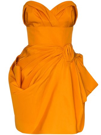 Carolina Herrera Gathered Bandeau Silk Mini Dress - Farfetch