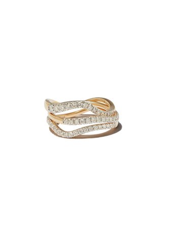 Adina Reyter Set Of Three 14kt Yellow Gold Diamond Rings - Farfetch