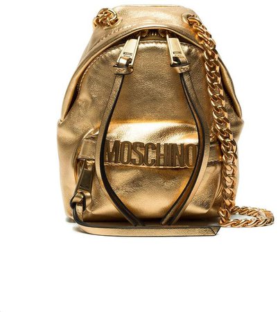 Gold backpack leather shoulder bag